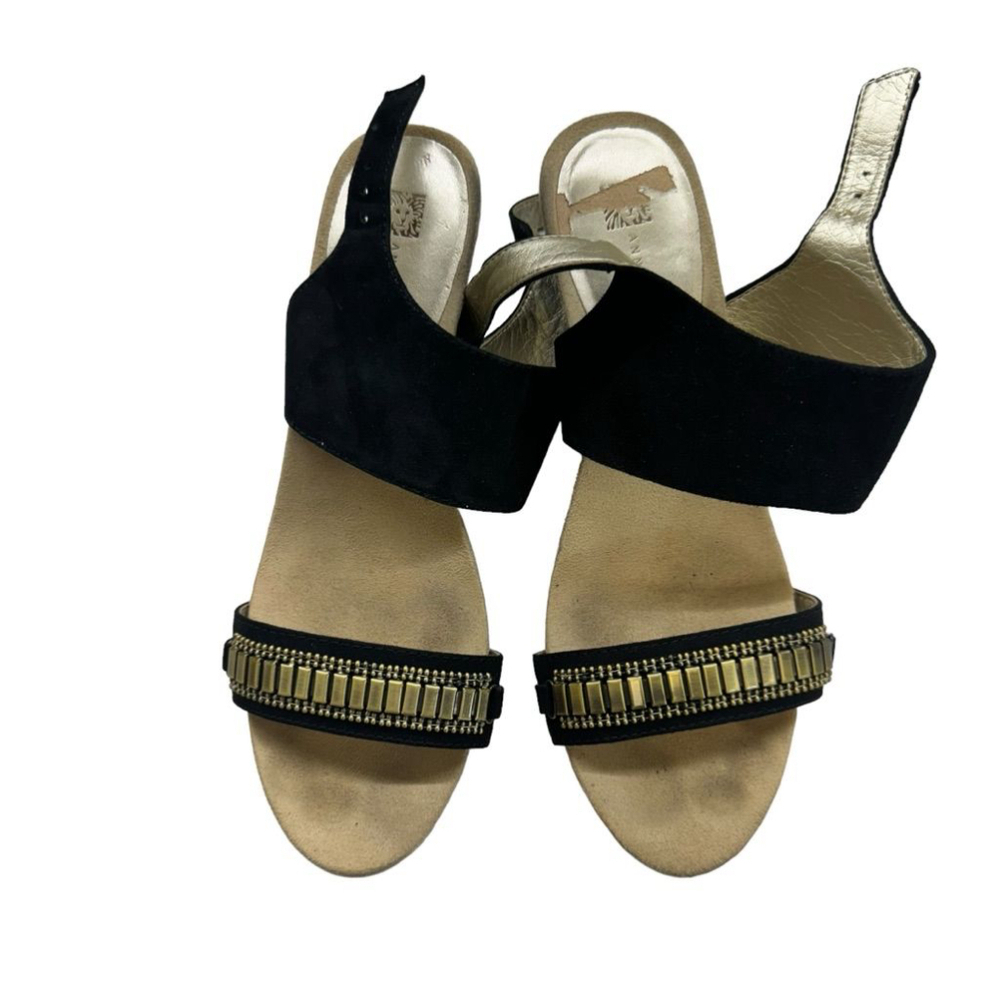 Women's Anne Klein Sandals, Size 7.5, Black & Gold